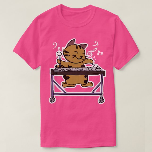 T-shirt Vibraphone Jouer Kitty Cat design Jazz Cat Marim (Design devant)
