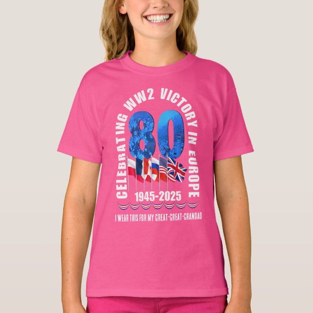 T-shirt Victoire en Europe 80e anniversaire Famille jumelé (Devant)