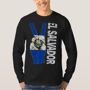 T-shirt Victoire Rétro Deux Doigts Drapeau El Salvador Pat