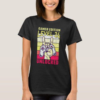 T-shirt Vidéo d'anniversaire 24 ans Édition joueur de jeu 