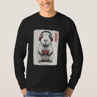 T-shirt Vidéo drôle de capybara d'art japonais de joueur e