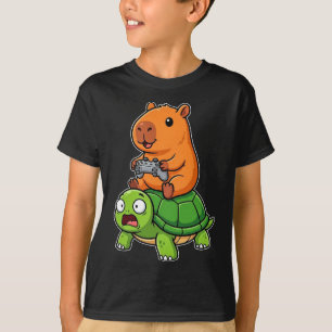 T-shirt Vidéo drôle de capybara joueur chevauchant une tor