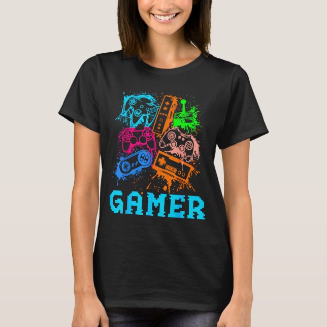 T-shirt Video Game Console Controllers Clic Gamer Lover Co (Devant)