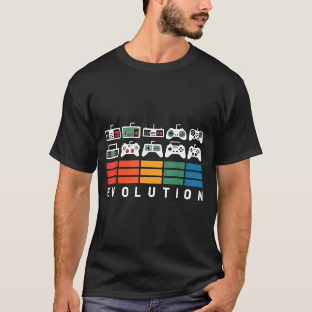 T-shirt Video Game Controller Evolution 80s 90s Retro Gami (Devant)