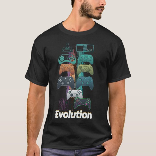 T-shirt Video Game Controller Evolution 80s 90s Retro Gift (Devant)