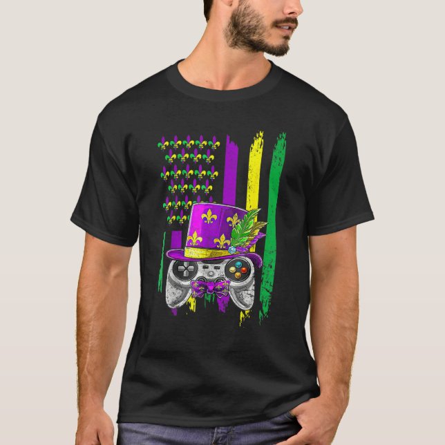 T-shirt Video Game Flag Beads Kids Mardi Gras Shirts, Game (Devant)