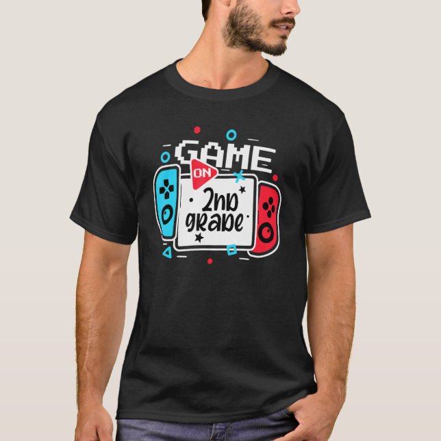 T-shirt Video Game On 2nd Grade Cool Kids Team Second Back (Devant)