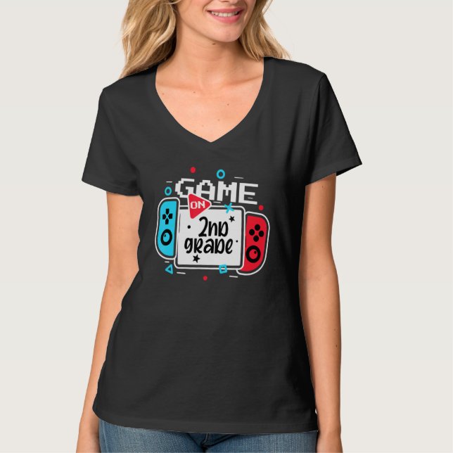 T-shirt Video Game On 2nd Grade Cool Kids Team Second Back (Devant)