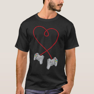 T-shirt Vidéo Gamer Valentines Coeur de Jour Avec Contrôle