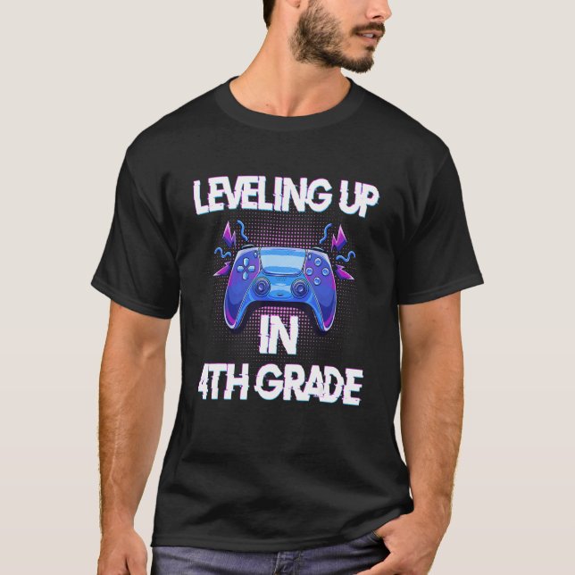 T-shirt Video Gaming   for students Leveling up in Fourth  (Devant)