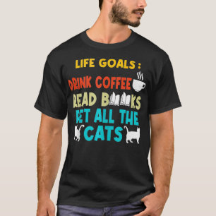 T-shirt Vie Buvez Du Café Lire Les Livres Animaux Tous Les