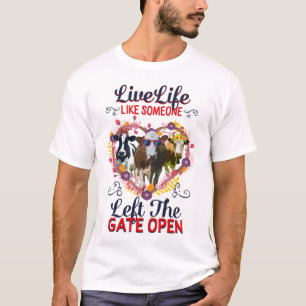 T-shirt Vie Comme Quelqu'Un A Laissé La Porte Ouverte, Drô