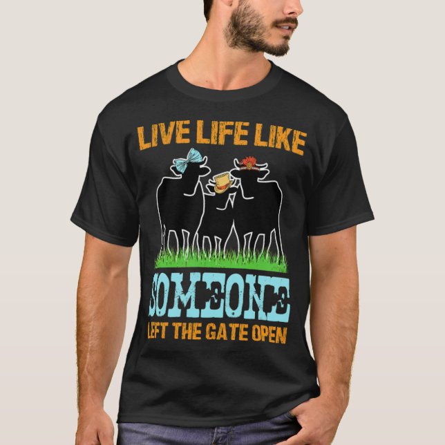 T-shirt Vie Comme Quelqu'Un A Quitté La Porte Ouvert noir  (Devant)