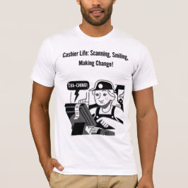 T-shirt vie de caisse : numérisation, sourire, apporter de