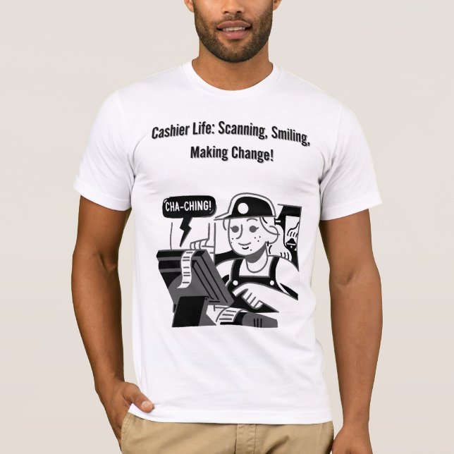 T-shirt vie de caisse : numérisation, sourire, apporter de (Devant)