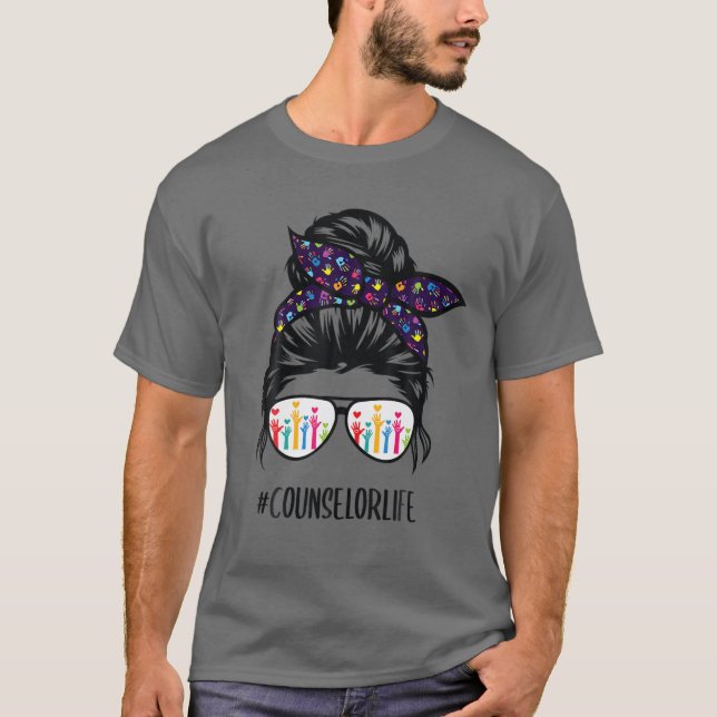 T-shirt Vie De Conseiller Messy Bun Lunettes De Cheveux Re (Devant)