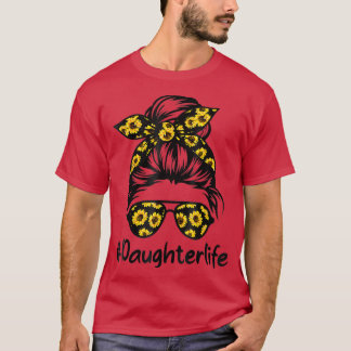 T-shirt Vie de fille classique avec Sunflower Messy Bun Mo