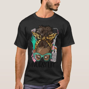 T-shirt Vie de infirmière noire Cheveux afro chignon décoi