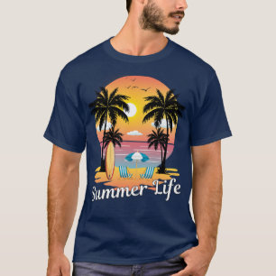 T-shirt Vie d'été Plage Vie Palm Tree Soleil Vacances
