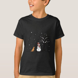 T-shirt Vie Je T'Aime Paisible hiver Snowman Chien Thème