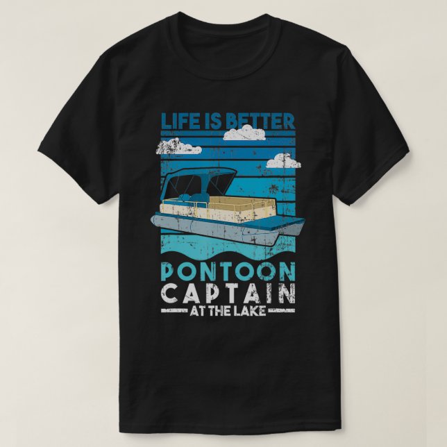 T-shirt Vie Mieux Ponton Capitaine Lake Vie Bateau Dist (Design devant)
