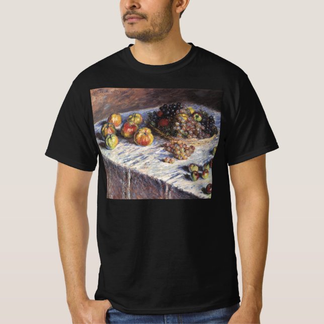 T-shirt Vie morte avec pommes et raisins par Claude Monet (Devant)