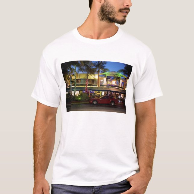 T-shirt Vie nocturne sur Ocean Drive, South Beach, Miami (Devant)