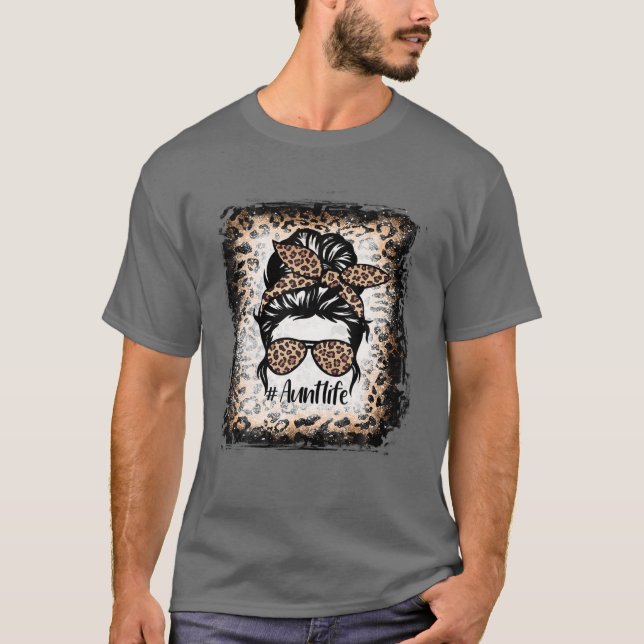 T-shirt Vie Tante Blanche, Vie Tante Amusante Léopard Mess (Devant)