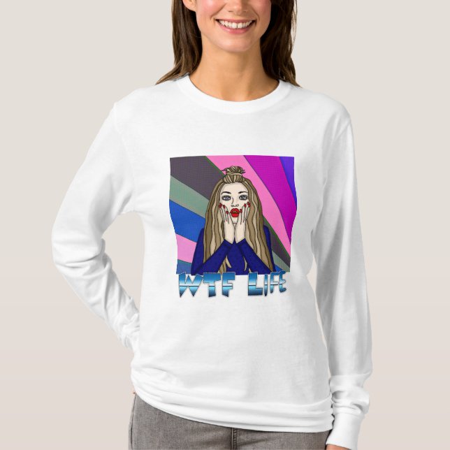 T-shirt Vie WTF | Pop Art Style Lady Freding Out (Devant)