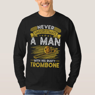 T-shirt Vieil Homme Avec Son Trombone Rouillé Humour Adult