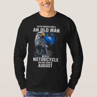 T-shirt Vieil Homme Avec Une Moto Né En Août