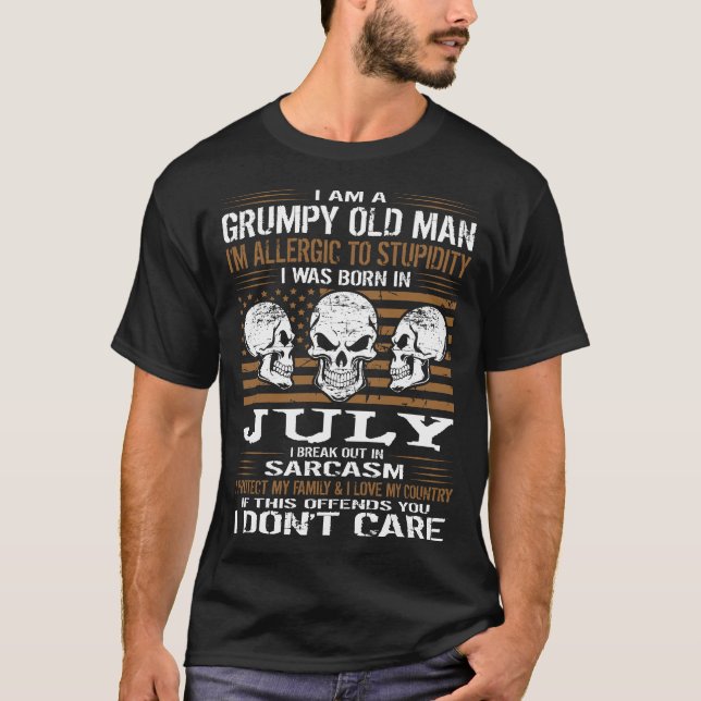 T-shirt Vieil homme grincheux allergique à la stupidité (Devant)
