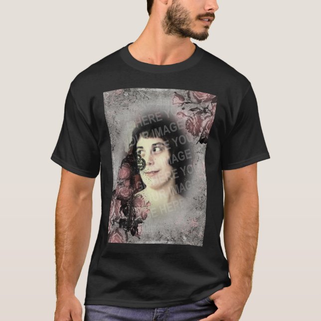 T-shirt Vielle clé et photo personnalisée Rose (Devant)