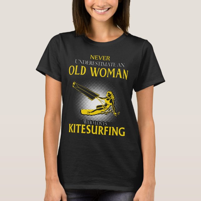 T-shirt Vielle Femme Qui Aime La KITESURF (Devant)