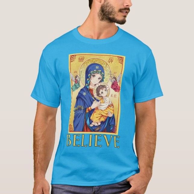 T-shirt Vierge Anime Marie Avec Bébé Jésus (Devant)