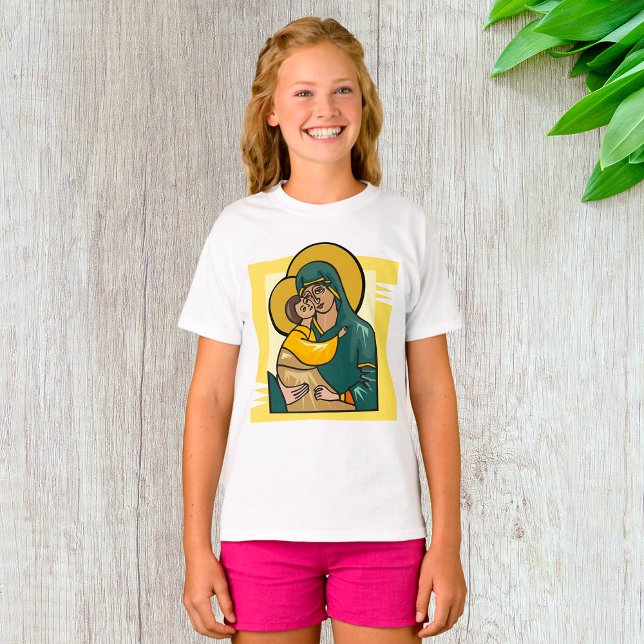 T-shirt Vierge byzantine moderne Marie et enfant religieus (Créateur téléchargé)