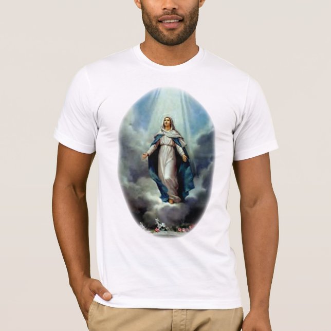 T-shirt Vierge Marie béni a laissé l'éclat léger sur Thee (Devant)