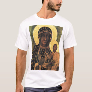 T-shirt Vierge noire Marie Icône Pologne Notre Dame