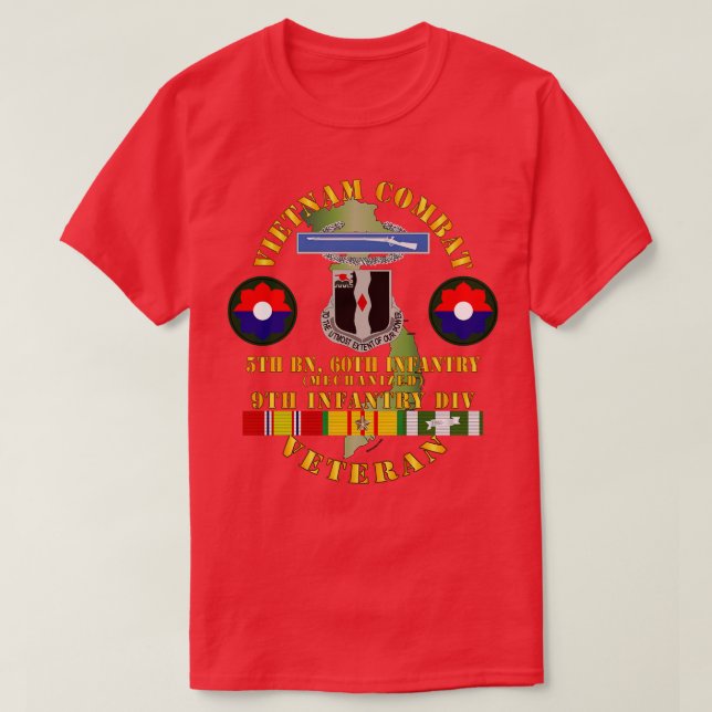 T-shirt Vietnam Combat Infantry Vet avec 5th Bn 60th Inf 9 (Design devant)