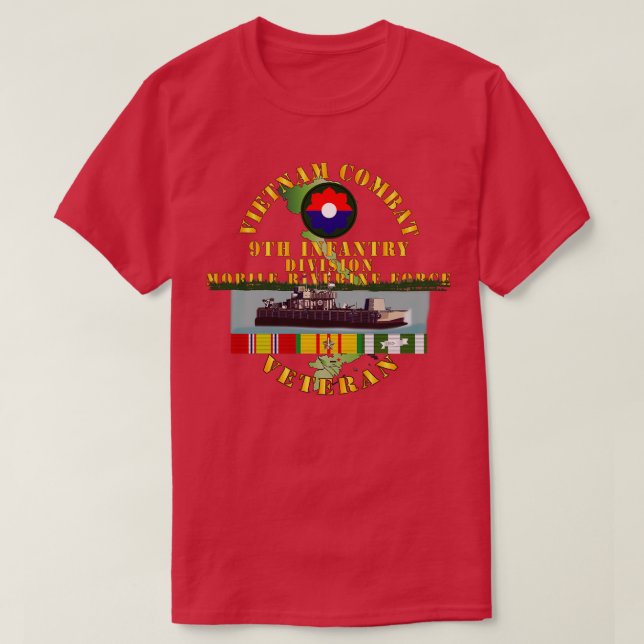 T-shirt Vietnam Combat Vet avec 9e Inf Div Mobile Riverine (Design devant)