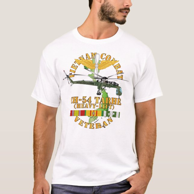 T-shirt Vietnam Combat Vet - CH-54 Tarhe w VN SVC (Devant)