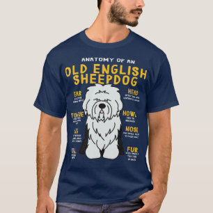 T-shirt Vieux anglais Sheepdog Anatomie Funny Chien Maman