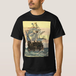 T-shirt Vieux bateau pirate, galion naviguant sur l'océan