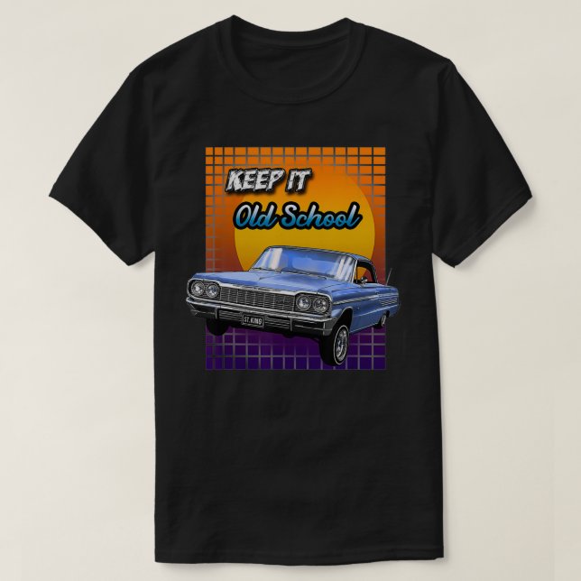 T-shirt Vieux Chevy Impala Lowrider Gardez-le à l'ancienne (Design devant)