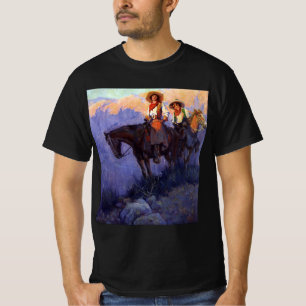 T-shirt Vieux Cowboys, Homme et Femme sur des Chevaux, And