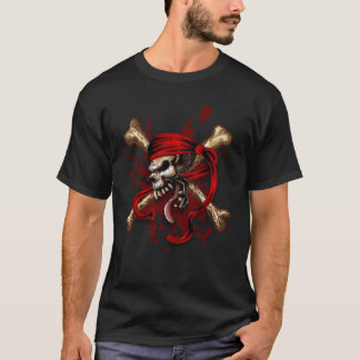T-shirt Vieux crâne sanglant de pirate du YE