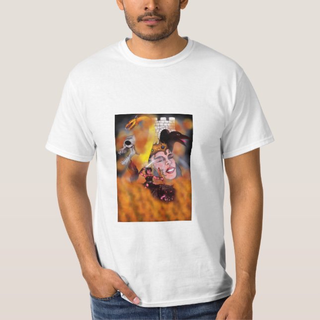 T-shirt vieux guerrier chevauchant un loup féroce en enfer (Devant)