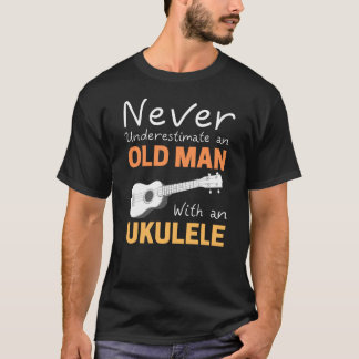 T-shirt  Vieux homme avec Ukulele 