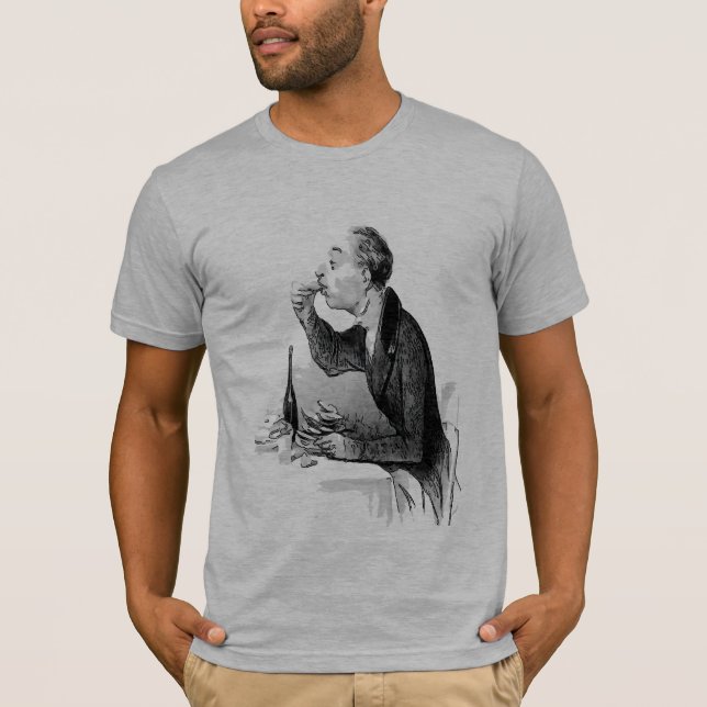 T-shirt Vieux Homme Mangeant des huîtres (Devant)