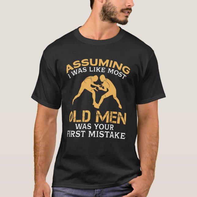 T-shirt Vieux hommes drôles qui aime lutter (Devant)